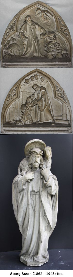 Tympana: Abrahams Opfer, Heimkehr zum barmh. Vater; Trumeau-Figur: Der gute Hirte