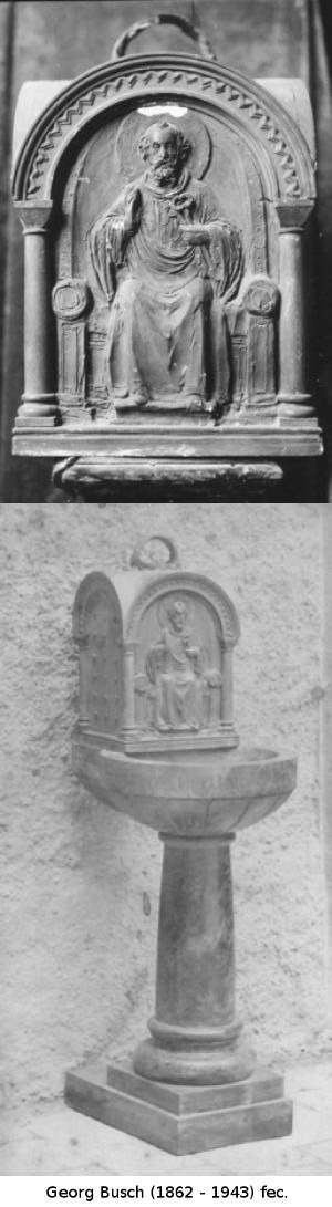 Opferkasten "Hl. Petrus" auf Weihwasserbecken