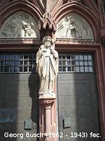 Bild von Tympana: Abrahams Opfer, Heimkehr zum barmh. Vater; Trumeau-Figur: Der gute Hirte