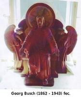 Bild von Herz-Jesu-Figur thronend u. 2 Engel